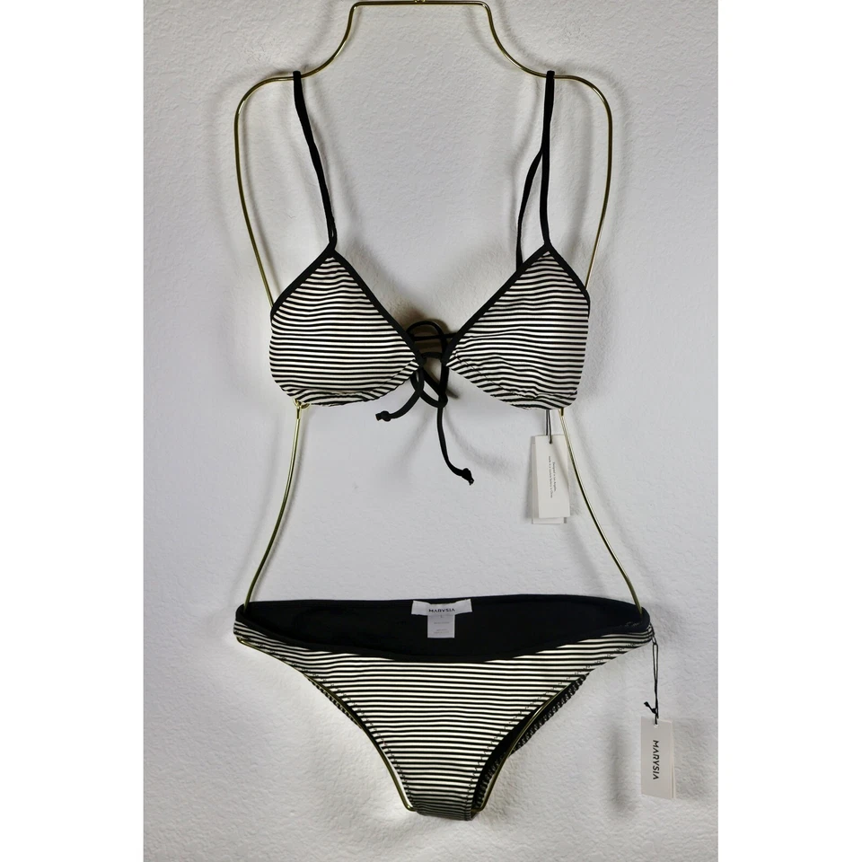 Conjunto de bikini a rayas Marysia traje de baño de dos piezas ropa de resort de playa Foto 1 de 4