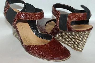 GEORGINA GOODMAN ржавчины треснувшей кожи Мэри Джейн графический на танкетке каблук 7,5 EU39,5 - Изображение 1 из 4