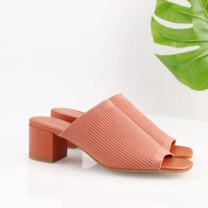 Everlane Womens Glove Mule Sandal Size 7.5 Red Coral Redknit Knit Block Heel - Picture 1 of 16