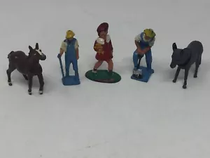 Set of 5 Vintage 1940 Lead Hollowcast Farm Figures Britains Ltd. England & USA - Picture 1 of 18