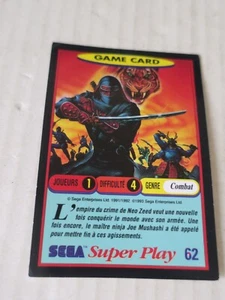 SEGA SUPER PLAY N° 62 - SHINOBI III - PANINI GAME CARD - FRANCAIS - Imagen 1 de 2