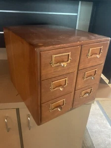 Nice Antique 6 Drawer Oak Index File Cabinet *Dovetailed* - Picture 1 of 13