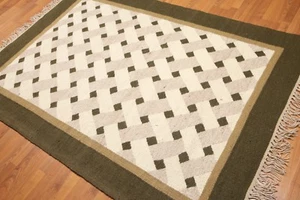 Alfombra oriental vintage tejida a mano Kilim afgana 100 % lana beige 5' x 7 - Imagen 1 de 8