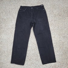 Ralph Lauren Polo Jeans Mens 42 Black Denim Straight 67 Loose Fit 42x34 Flag A1