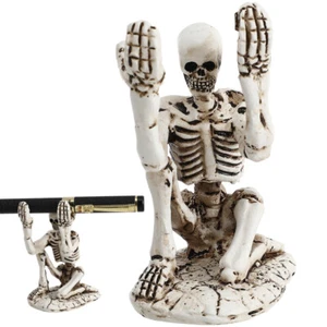 Soporte para bolígrafo Soporte para lápiz de escritorio Decoración de Halloween Estatua Calavera Esqueleto - Imagen 1 de 10