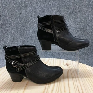 Earth Origins by Earth Boots Womens 6 M Raven Ankle Booties Black Leather Heels - Picture 1 of 18