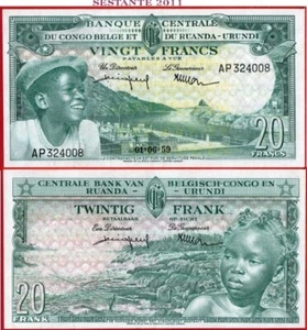 BELGIAN CONGO 20 FRANCS 1 6 1959 P 31 XF++ free shipping from 100$ - Picture 1 of 6
