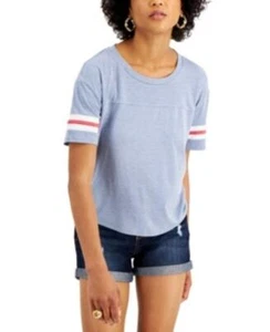 MSRP $24 Hippie Rose Juniors' Varsity Stripe T-Shirt Blue Size Large - Picture 1 of 1