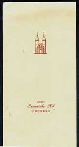 Hotel Europaischer Hof menú plegable, Heidelberg, Alemania - 3 de junio de 1960 - Imagen 1 de 2