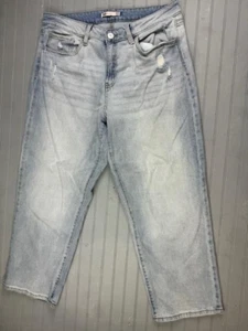SO Size 15 32W Womens Jeans High Rise Straight Crop Light Wash Stretch - Picture 1 of 4