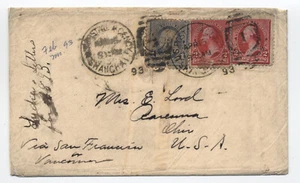 1893 US Post Agency Shanghai copertina per Ohio affrancatura 5ct [h.5875] - Foto 1 di 3