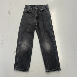 Vintage 90s Levis 550 Regular Relaxed Fit Tapered Leg Orange Tab Black Youth 8 - Picture 1 of 14