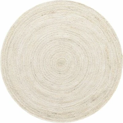 Rug White Jute Reversible 100% Natural Jute Hand Woven Braided Home Decor Rug - Image 1 of 4