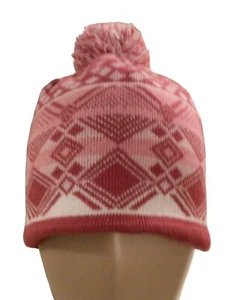 L. L. Bean Girls Beanie Hat Diamond Pattern Felt Lined Large OJTG9 Pink EUC - Picture 1 of 7