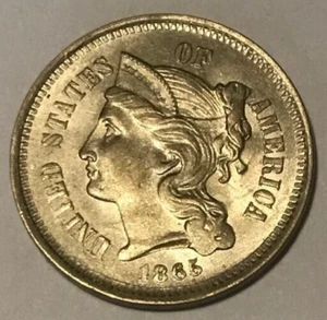 elf Three Cents Nickel 1865 sw154 - Picture 1 of 4