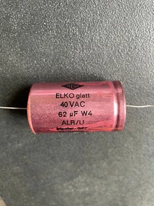 1 Stück Elko bipolar glatt - Tonfrequenz 62uF - 40 VAC - 50 x 30 mm Wego - Bild 1 von 1