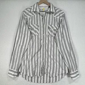 7 for all Mankind Shirt Mens M Lightweight Long Sleeve Striped Western Button Up - Picture 1 of 9