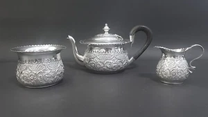 Walker & Hall Art Nouveau 3pc Sterling Silver Bachelor Tea Set B’ham 1901 401g - Picture 1 of 22