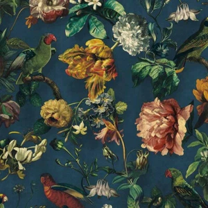 Eijffinger 307306 | Museum, Claude Navy Floral Bird Wallpaper Navy - Picture 1 of 3