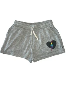 Pixie Lane Girls Heather Gray Neon Bolt Heart Drawstring Pocket Shorts 11-12 - Picture 1 of 4