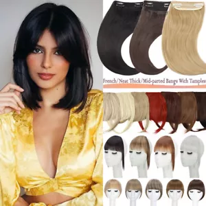Thin Neat Side Bangs As Human Hair Extensions Clip in on Fringe Front Hairpiece - Picture 1 of 72