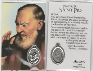 +Cartolina+*Include Medaglione-"San Pio Sacra Card con Medaglione"-.Carta di Preghiera/ {S3}+- - Foto 1 di 3