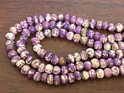 150+ PCS PURPLE TYE DYE CARVED ROUND BATIK STYLE BUFFALO BONE BEADS 8 MM - Image 1 of 3