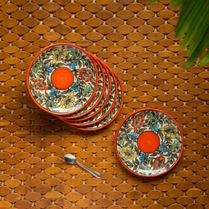 Handpainted Small Ceramic Plates Side Plates Bagheecha Set of 6 - Picture 1 of 4