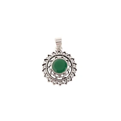 Colgante de joyería hecho a mano único de plata esterlina 925 con piedras preciosas de ónix verde para esposa Foto 1 de 4