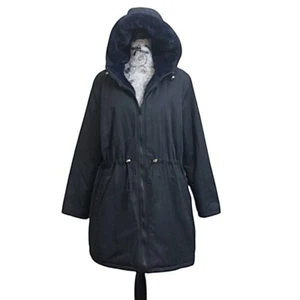 Woman Within Reversible Blue Faux Fur Teddy Bear Coat Size 18/20 (L) Hooded - Picture 1 of 9