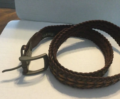 Cinturón Orvis clásico tejido trenzado de cuero marrón oscuro para hombre talla 42 nuevo sin etiquetas Foto 1 de 4