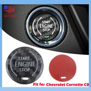 Black Carbon Start Engine Stop Button Sticker For Corvette C8 Z51 Stingray Coupe - Foto 1 di 8