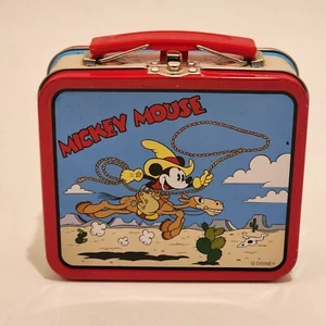 Disney Mickey Mouse Cowboy Mini Brotdose Metall Mehrfarbig Sammlerdose Vintage - Bild 1 von 9