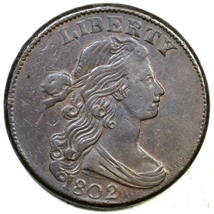1802 S-225 R-3 Draped Bust Large Cent Coin 1c - Picture 1 of 2