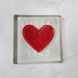 Small Glass Heart Love Token Handle With Care Frosted Gift Valentines - Picture 1 of 5