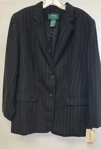 NWT Ralph Lauren RL Womens Sz 18W Striped Black Wool Blazer 18 W Plus Size - Picture 1 of 7