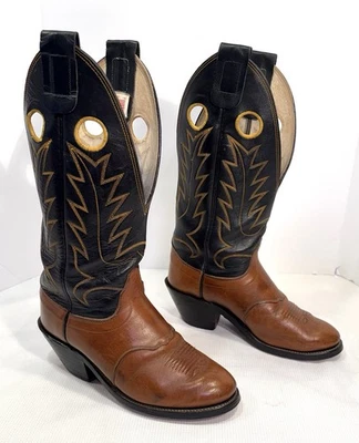 Botas de caubói masculinas Olathe Buckaroo tamanho 8D feitas nos EUA 16” de altura - Imagem 1 de 4
