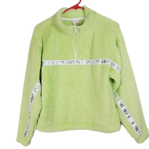 More Than Magic girls neon green quarter zip faux fur pullover sweatshirt Sz XL  - Picture 1 of 7