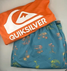 2-teiliges Set der Marke Quiksilver Jungen 18/20 Badehose/Shirt grau Spuren auf Logo - Bild 1 von 12