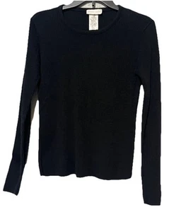 Pierre Cardin Women’s Vintage Black Sweater Ribbed Long Sleeve Pullover Sz S - Picture 1 of 11