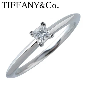 Auténtico anillo solitario de diamantes talla princesa Tiffany & Co. Pt950 0,19 quilates US6,75 usado - Imagen 1 de 7