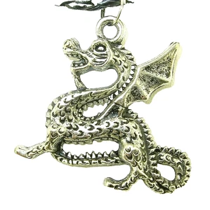 New Large Awesome DRAGON Silver-tone Pendant 18" - 20" Black Necklace - Picture 1 of 3