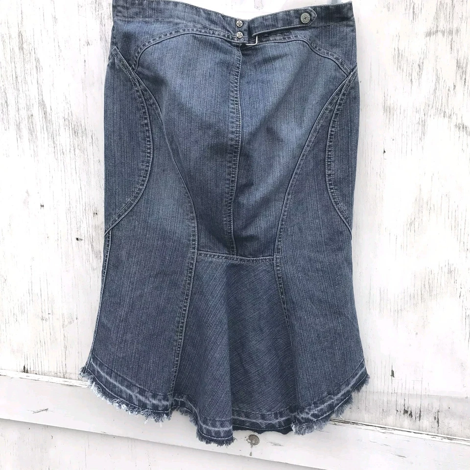 Y2K Azul Asfalto Lápiz Trompeta Sirena De Colección Vaqueros FALDA 0 Fairy Grunge Años 90 Foto 1 de 4