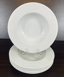 5 Crate &Barrel Japan Staccato White Rim Soup Pasta Salad Bowls Kathleen Wills - Picture 1 of 10