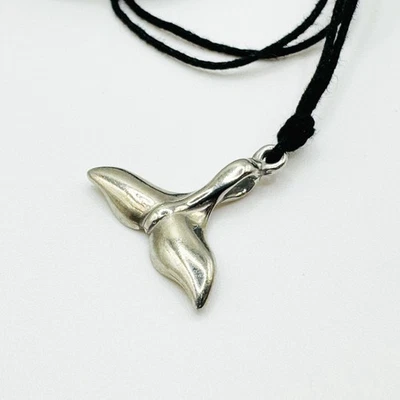 Collar de cuerda colgante cola de ballena peltre vintage surfista océano ajustable Foto 1 de 4