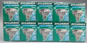 SYLVANIA: Pack of 10 x35W - GU5.3 12V Halogen Dichroic Meduim Flood Light Bulbs - Picture 1 of 3