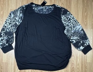 Avenue Bluse Damen Übergröße 22/24 Josie schwarz Animalprint Tunika Oberteil NEU - Bild 1 von 11