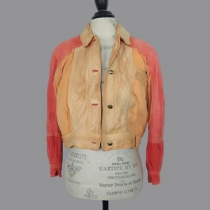 Vintage Dikarpa Leather Jacket Small Bomber Orange Tan - Picture 1 of 11