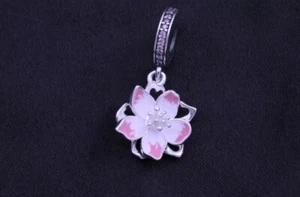 AUTHENTIC Pandora Cherry Blossom Dangle Charm 790667C01 NEW - Picture 1 of 13