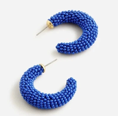 J. Pendientes tipo argolla con cuentas gruesas Crew nuevos con etiquetas - Cobalto Foto 1 de 2